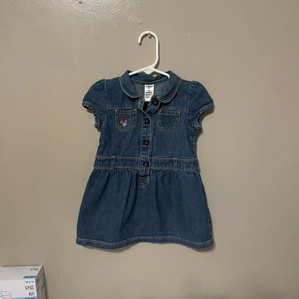 OshKosh B'gosh Denim Blue Dress with Embroidery